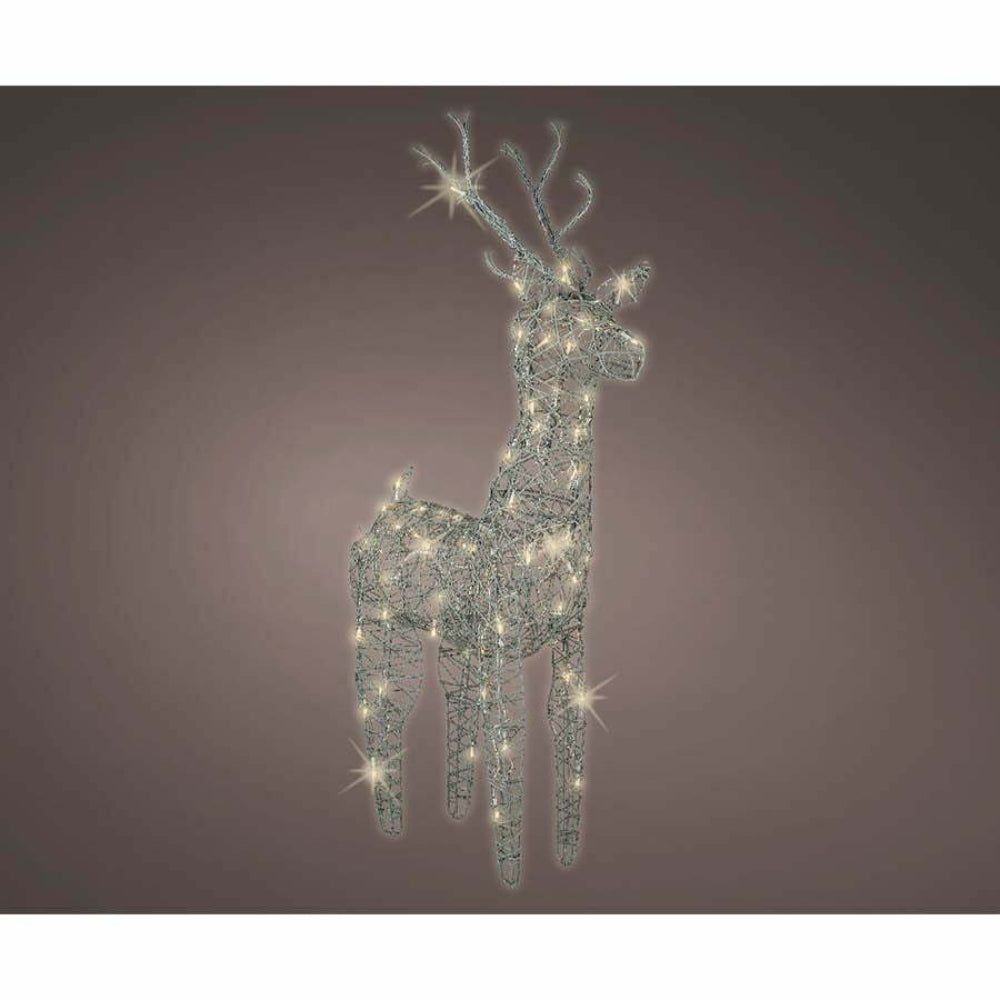 Lumineo Steady 96 Led Wicker Deer 135cm - Grey/Warm White