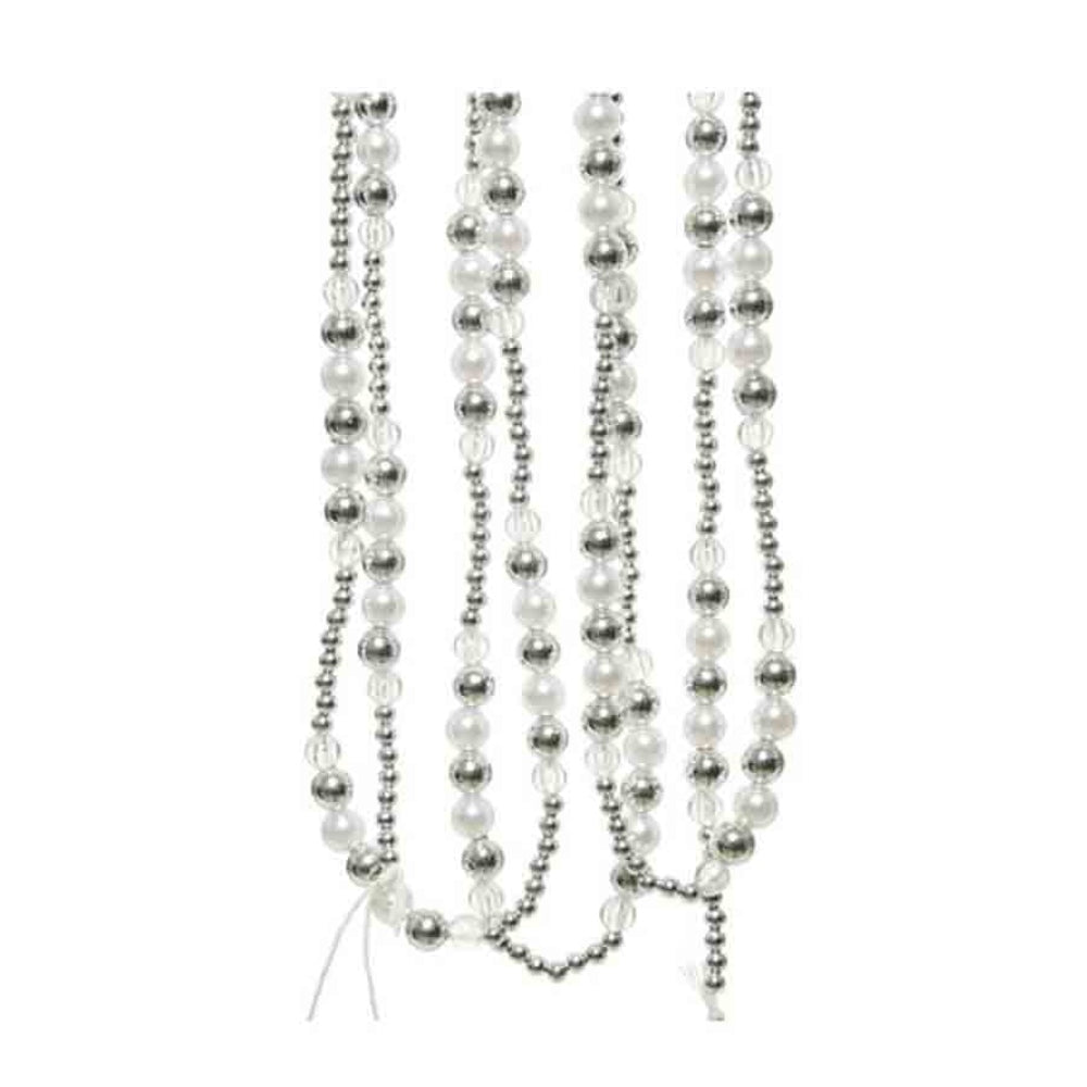 Decoris Plastic Beaded Garland 240cm - Silver