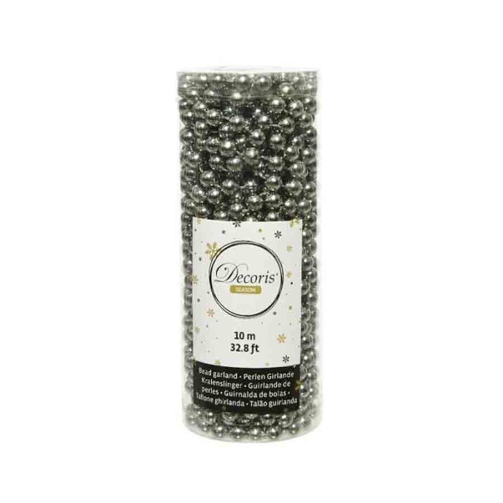Decoris Plastic Beaded Garland 10m - Warm Grey