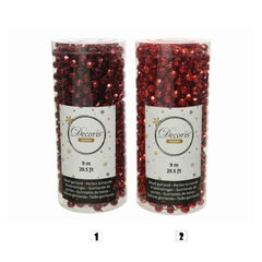 Decoris Plastic Beaded Garland 9m - Christmas Red