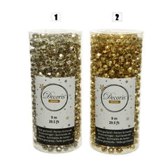 Decoris Plastic Beaded Garland 9m - Gold or Pearl