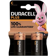 Duracell Plus C Alkaline Batteries - Pack of 2