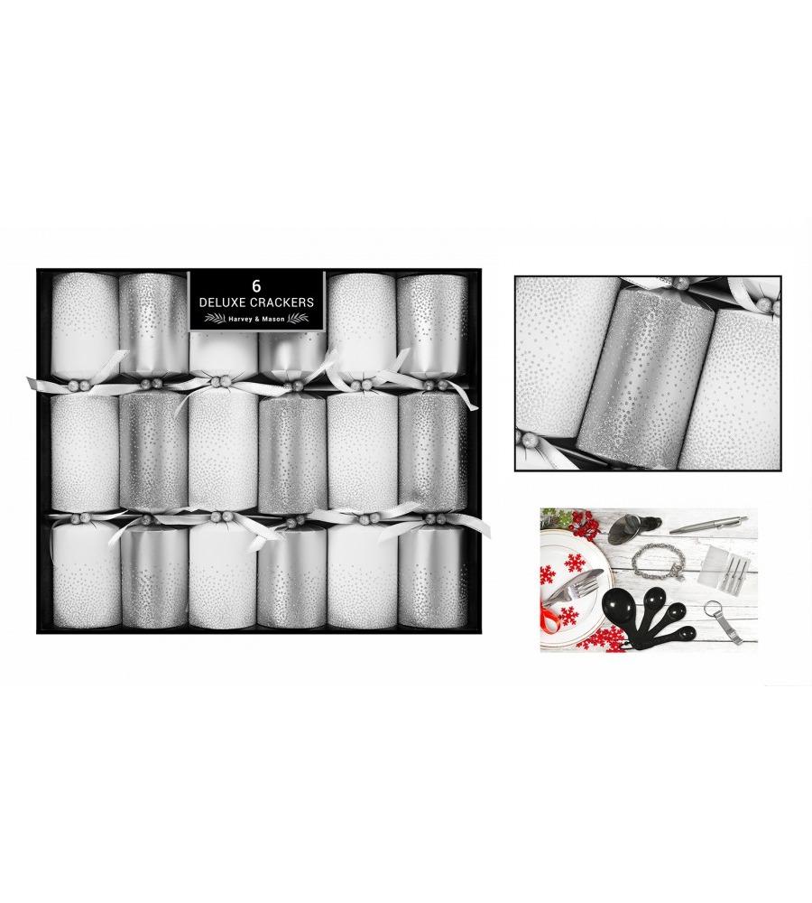 Harvey & Mason Deluxe Christmas Crackers Silver Scatter 6pcs H34cm