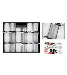 Harvey & Mason Deluxe Christmas Crackers Silver Scatter 6pcs H34cm