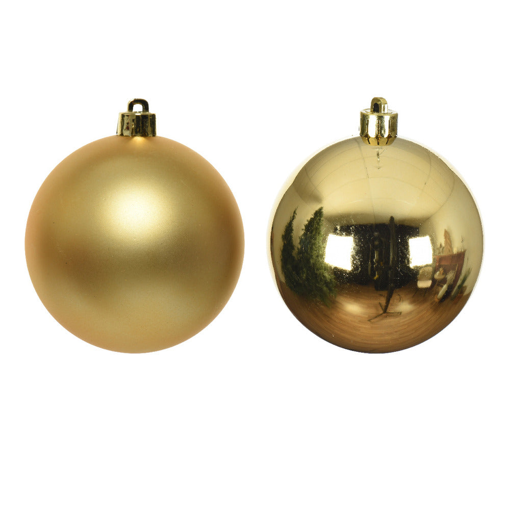 Decoris Shatterproof Baubles Box of 4 Pieces 10cm - Light Gold