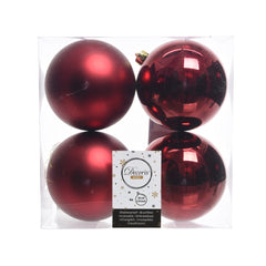 Decoris Shatterproof Baubles Box of 4 Pieces 10cm - Oxblood