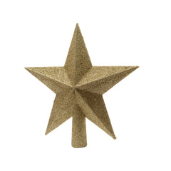 Decoris Shatterproof Star Tree Topper 20cm with Glitter - Light Gold