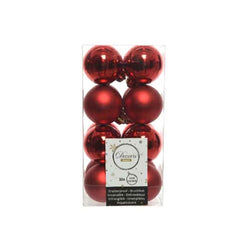 Decoris Shatterproof Baubles Box of 16 Pieces 4cm - Christmas Red