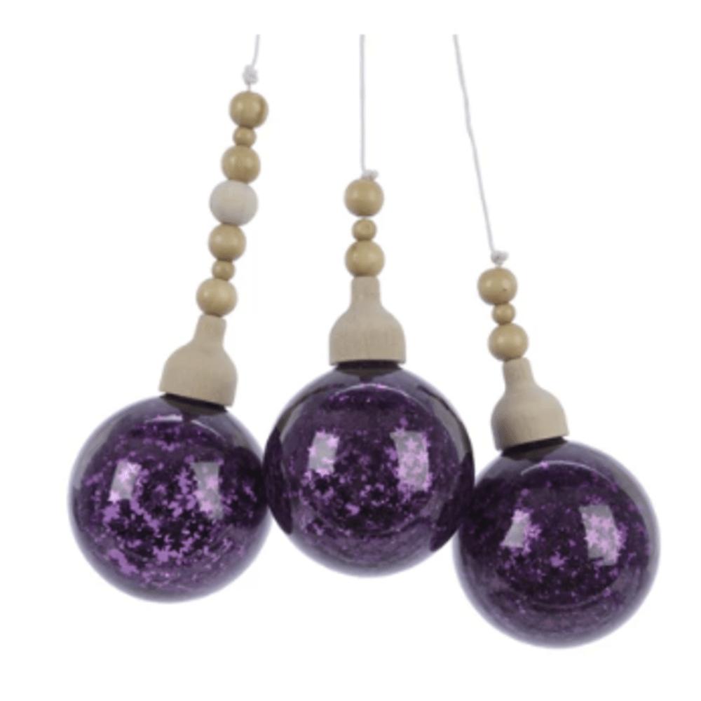 Decoris Glass Bauble Bundle with Inserted Glitter 5cm - Petunia Purple