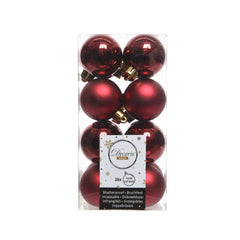 Decoris Shatterproof Baubles Box of 16 Pieces 4cm - Oxblood