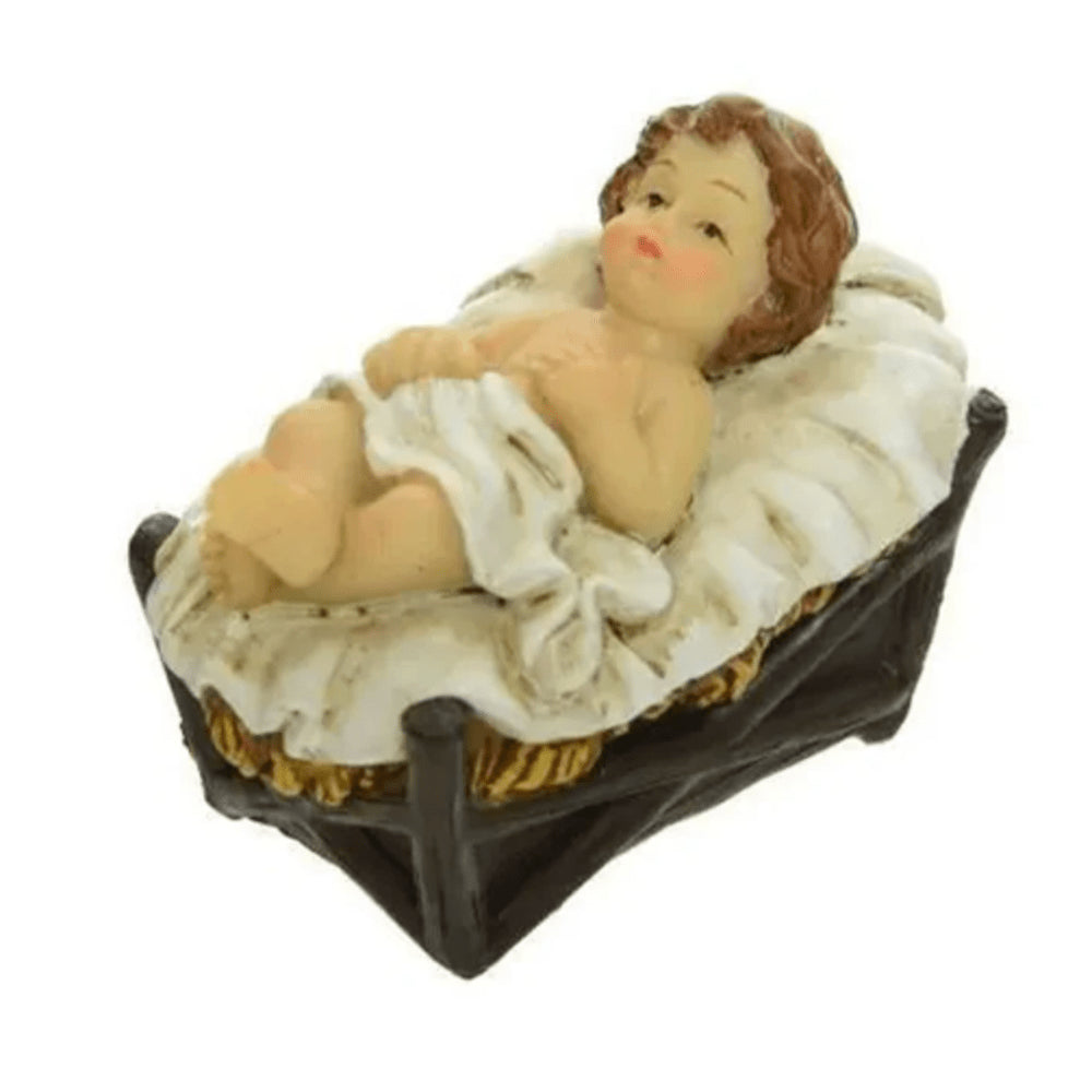 Polyresin Baby Jesus in Crib 5.5cm