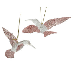 Decoris Hanging Acrylic Hummingbird with Glitter 11cm - Pink 2 Assorted