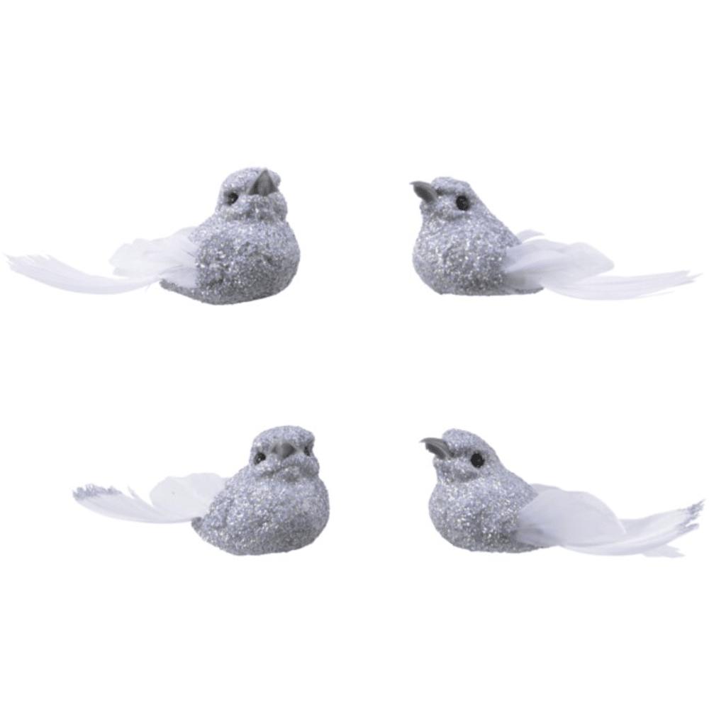 Decoris Clip-On Foam Bird with Glitter and Feathers 5cm - 2 Assorted