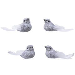 Decoris Clip-On Foam Bird with Glitter and Feathers 5cm - 2 Assorted