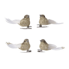 Decoris Clip-On Foam Bird with Glitter 2 x 5 x 3cm - Gold