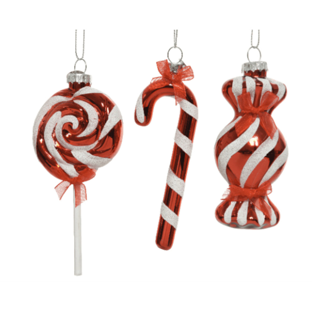 Decoris Glass Candy Hanging Decoration - 3 Assorted