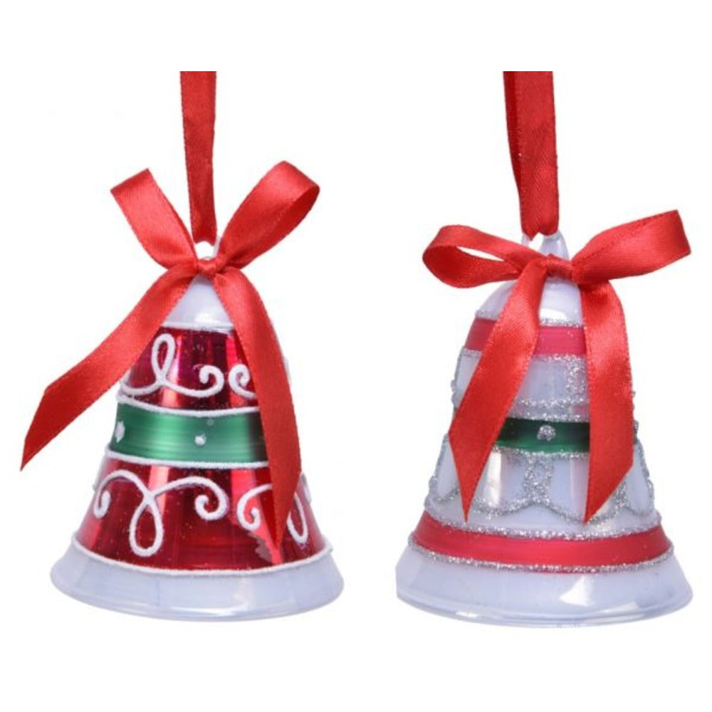 Decoris Hanging Glass Bell 8cm - 2 Assorted Colours