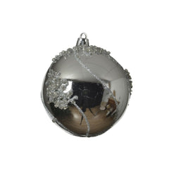 Decoris Shatterproof Bauble with Glitter 8cm - Silver