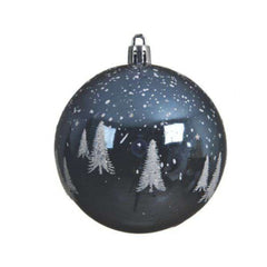 Decoris Shatterproof Bauble with Tree Design 8cm - Night Blue