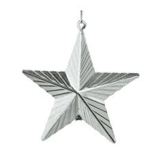 Decoris Hanging Shatterproof Star 9cm - Silver and White