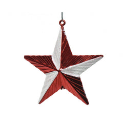 Decoris Hanging Shatterproof Star 9cm - Red and White