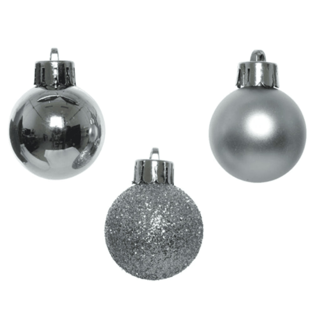 Decoris Shatterproof Baubles Tube of 14 Pieces 3cm - Silver