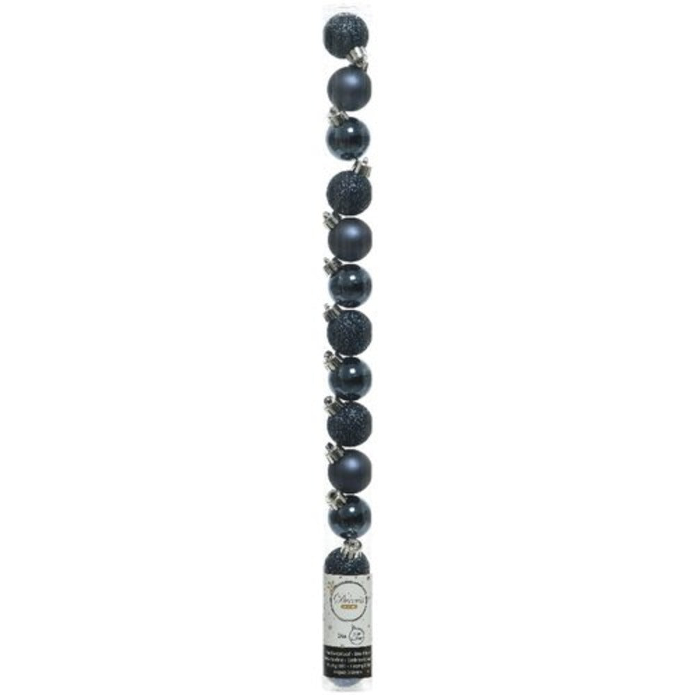 Decoris Shatterproof Baubles Tube of 14 Pieces 3cm - Night Blue