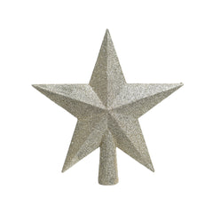 Decoris Shatterproof Star Tree Topper 20cm with Glitter - Pearl