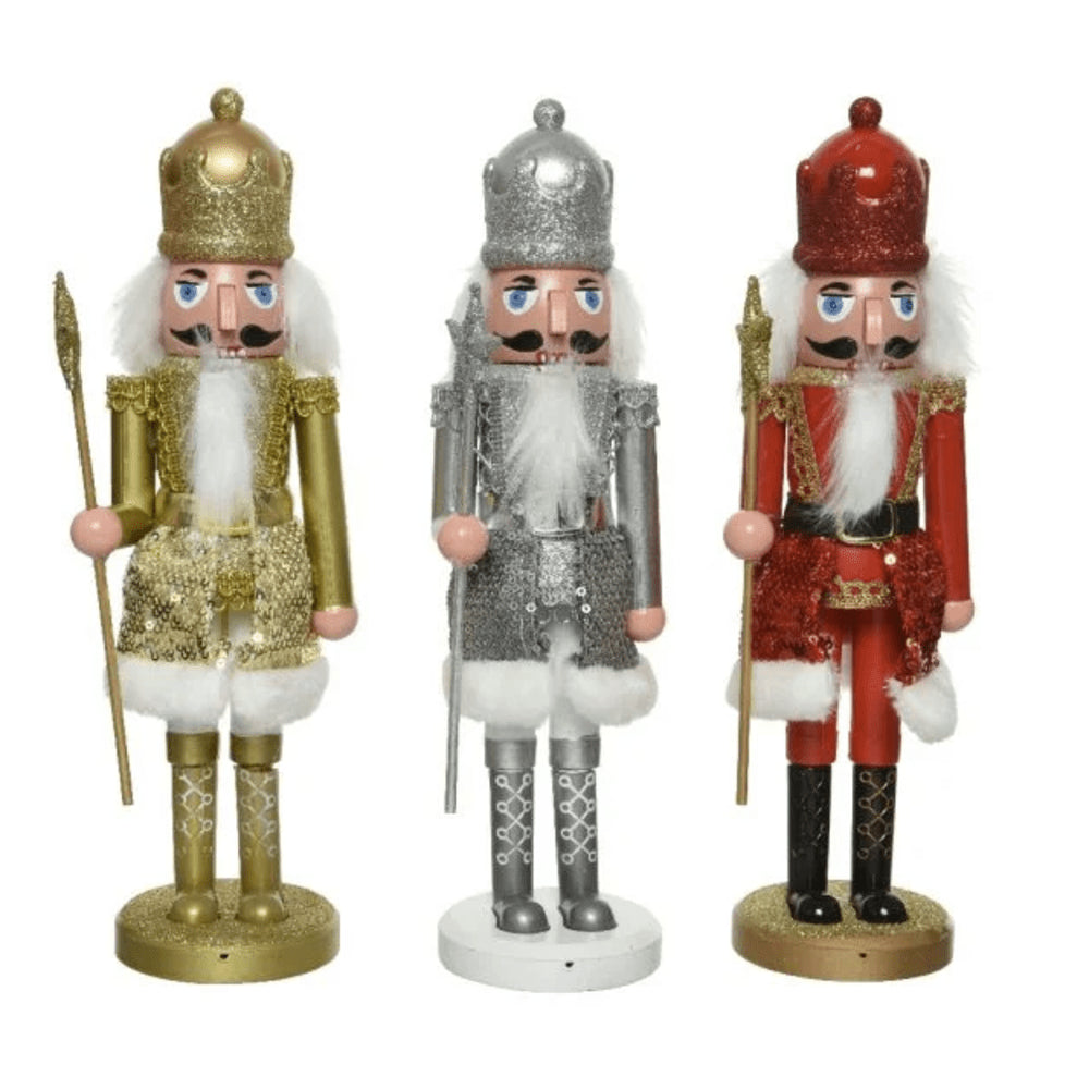 Decoris Plastic Nutcracker with Glitter 28cm - 3 Assorted