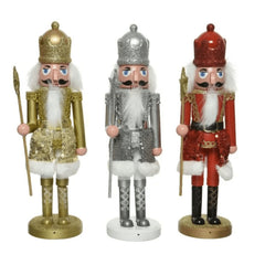 Decoris Plastic Nutcracker with Glitter 28cm - 3 Assorted