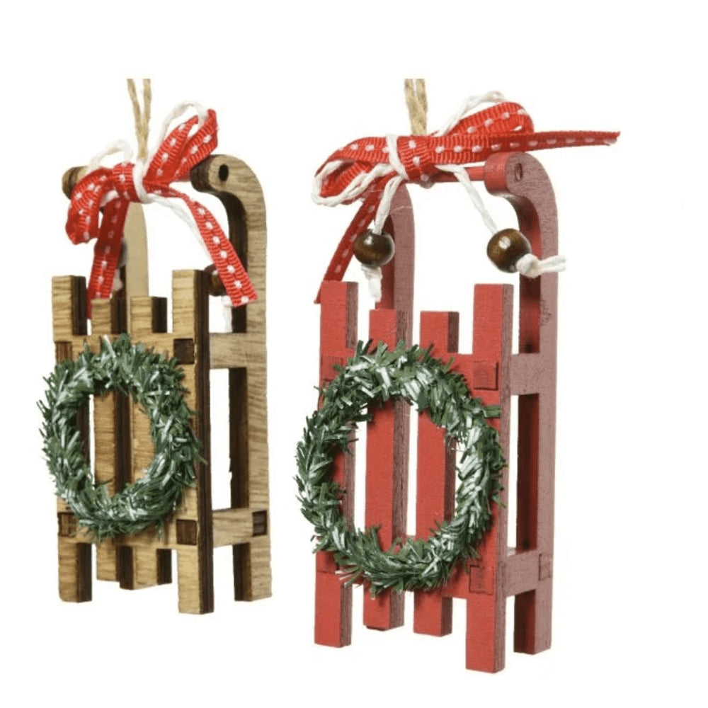 Decoris Hanging Plywood Sleigh - 2 Assorted