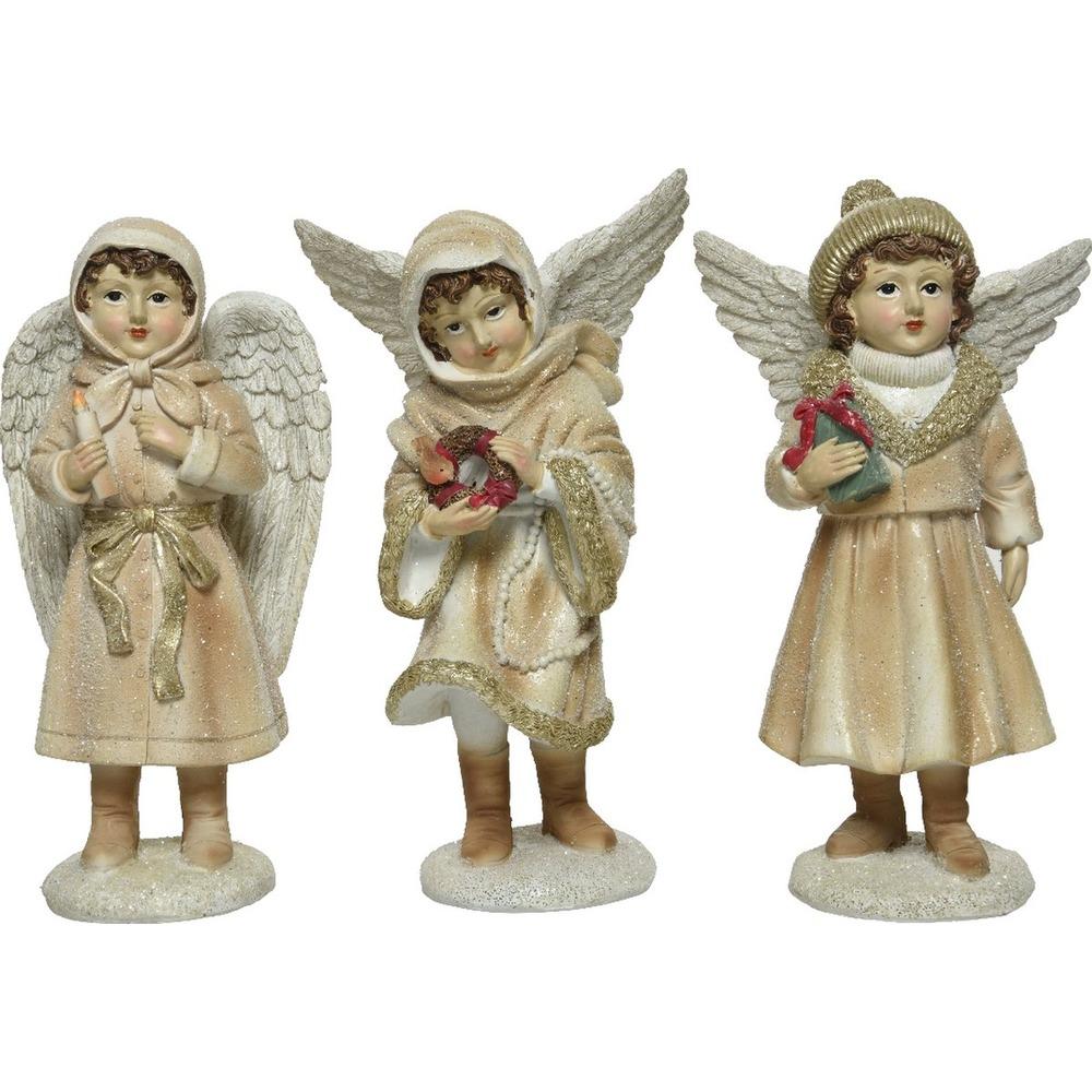 CREAM/COLOUR(S)ANGEL CHILD GOLD GLITTER 3ASS L9.00-W11.00-H18.50CM