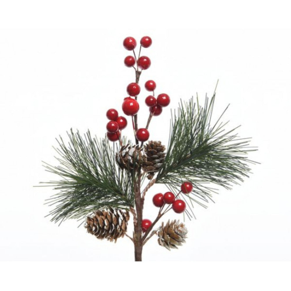 Everlands Foam Berry and Pinecone Branch 15cm