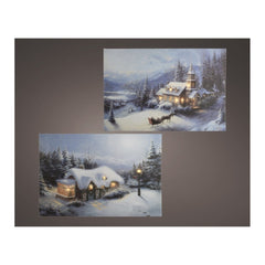 Lumineo BO Canvas Winter Scenery 38 x 28cm - 2 Assorted