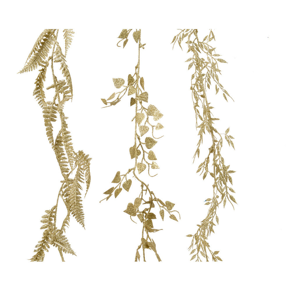 Everlands Leaf Garland with Glitter - Gold