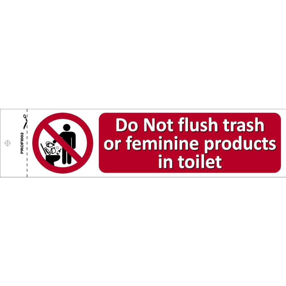 DO NOT FLUSH TRASH OR FEMMINI PRODUCTS IN TOILET - STICKER 19X5CM