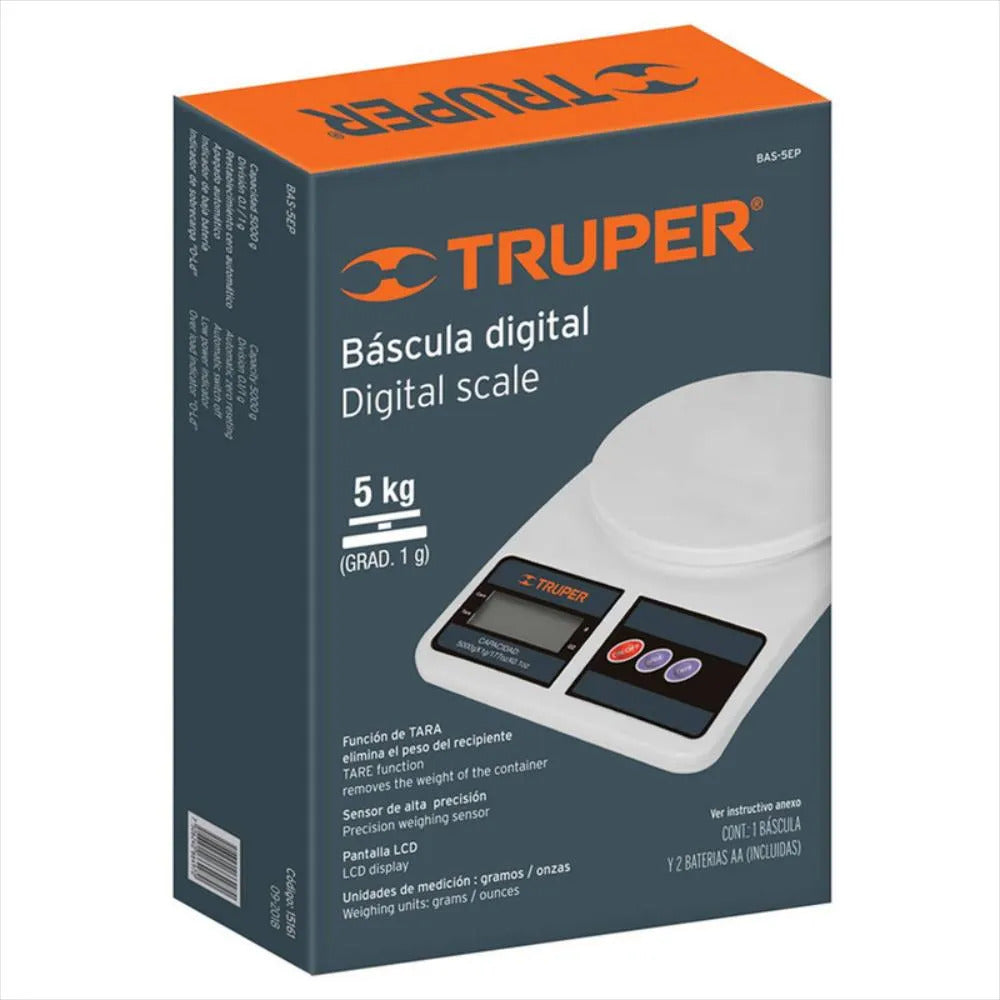 Truper Digital Kitchen Scale 5kg Plastic