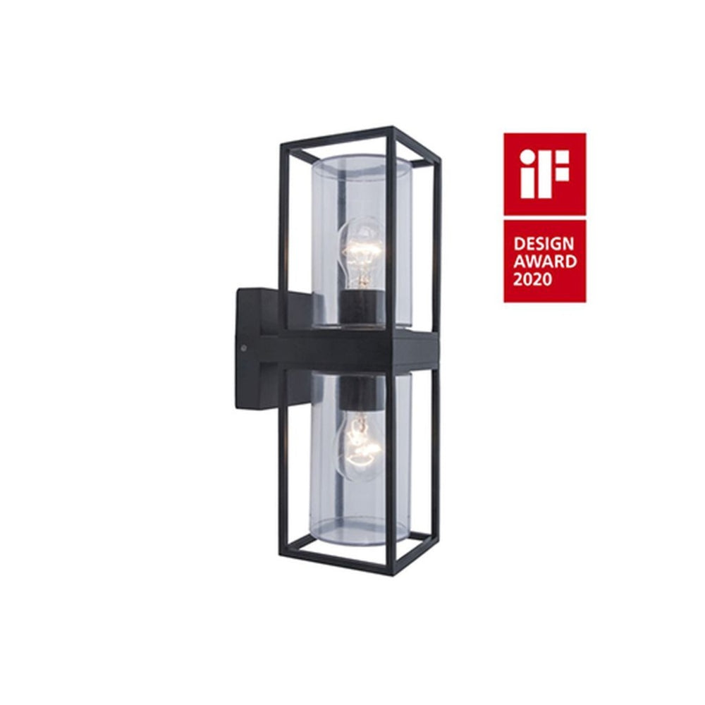 Lutec Flair Up and Down Wall Light with E27 Bulb Holders - Black