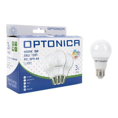 Optonica Led Bulbs A60 9W E27 806LM 2700K - 3 Pack