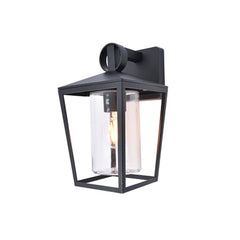 Lutec West Wall Light with E27 Bulb Holder - Black with Glass