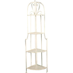 Vigor Mika Wrought Iron Corner 3 Tiers Shelf - White