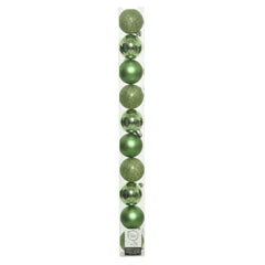 Decoris Shatterproof Baubles Box of 10 Pieces 6cm - Mistletoe Green