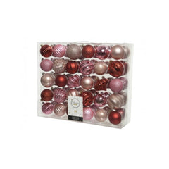 Decoris Shatterproof Baubles Box of 60 Pieces Mixed - Shades of Pink