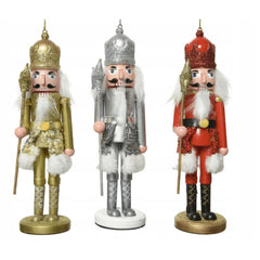 Decoris Hanging Plastic Nutcracker with Glitter 17cm - 3 Assorted