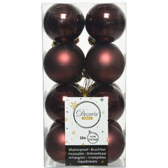 Decoris Shatterproof Baubles Box of 16 Pieces 4cm - Redwood