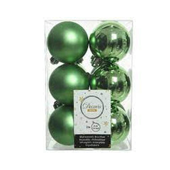 Decoris Shatterproof Baubles Box of 12 Pieces 6cm - Mistletoe Green