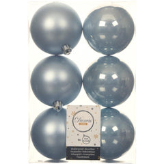 Decoris Shatterproof Baubles Box of 6 Pieces 8cm - Light Blue