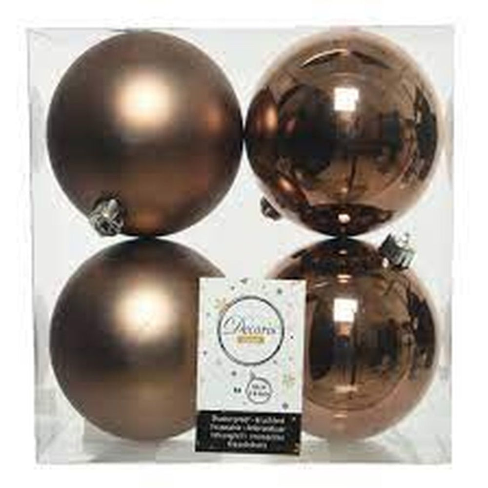 Decoris Shatterproof Baubles Box of 4 Pieces 10cm - Brown