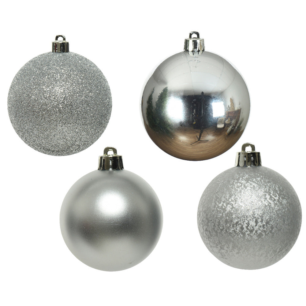 Decoris Shatterproof Bauble Box of 30 Pieces 6cm - Silver