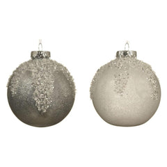 Decoris Shatterproof Bauble with Ice Top 10cm - Silver or White